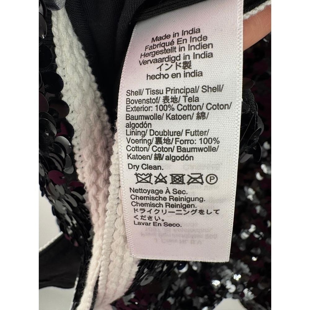 J.Crew Sequin Lady Jacket Black White Contrast Gold Button CF475 M NEW - Picture 10 of 11